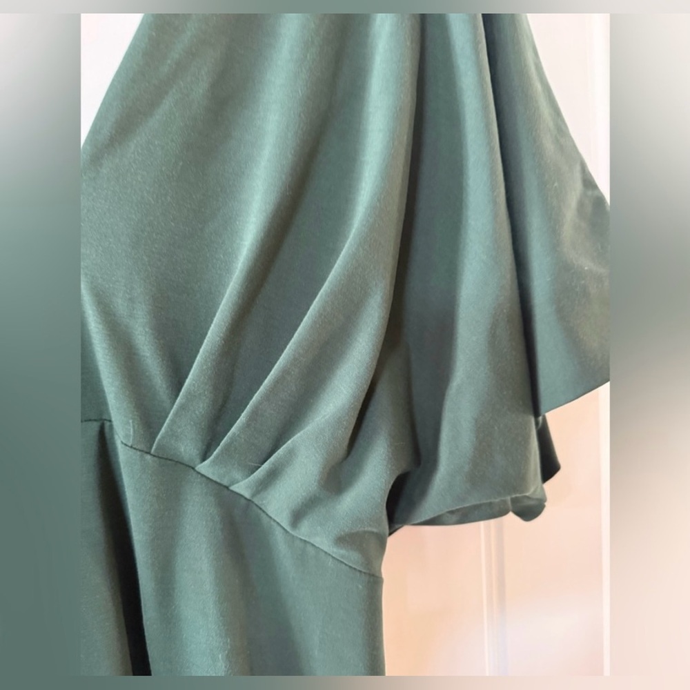 BANANA REPUBLIC SORAYA MIDI BUTTERFLY SLEEVE DRESS HUNTER GREEN 8 NWOT - Picture 7 of 7